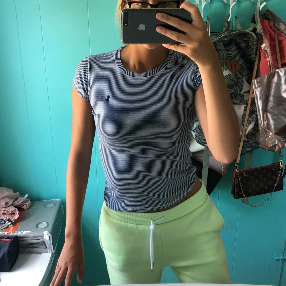 Blue & White Polo striped t shirt